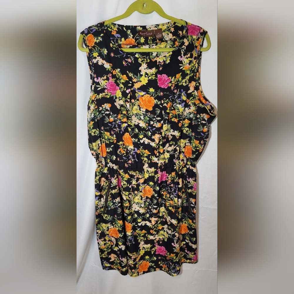 Speed Control New York Womans 3x Multicolor Dark Floral Print Dress